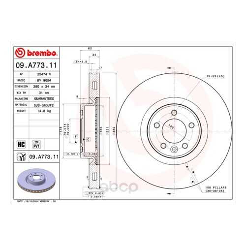 Тормозной диск brembo 09A77311 передний в Emex