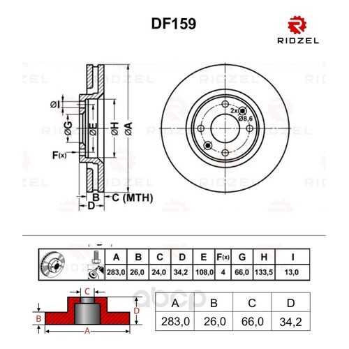 Тормозной диск RIDZEL DF159 передний в Emex